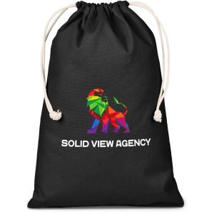 Allsorts Maxi Cotton Drawstring Pouch - Black