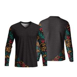Unisex Long Sleeve V-Neck T-Shirt | Drop Needle Square | Africa Design