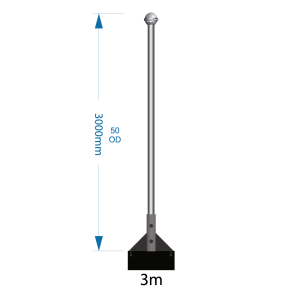 Flagpole 3m with wall bracket select (W1 -W2 -W3) supply only