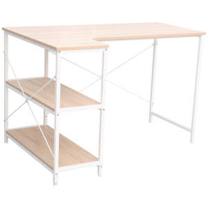 Everfurn Anthony Work Desk - Light Oak and White Frame