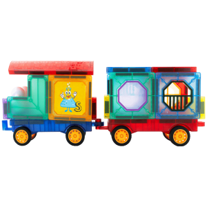 43 Magnetic Tiles with Windows and Car Parts