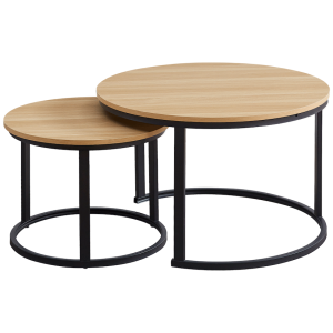 Everfurn Indus Nesting Coffee Table Oak With Black Frame