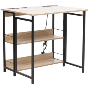 Everfurn Viron Folding Desk with 2-Prong Plugs and USB