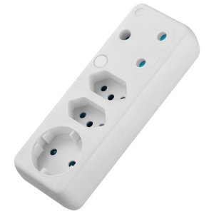 Ellies 4-Way Schuko Adaptor - White