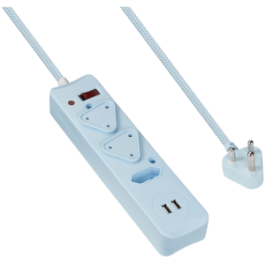 SWITCHED 3 Way Medium Surge Protected Multiplug with Dual 2.4A USB Ports 0.5M Braided Cord