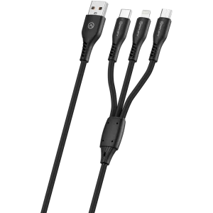Amplify CoreCharge Series 1.2m 3-in-1 Cable - Black