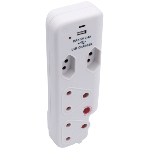 Switched 4-Way Medium Surge Adaptor with Type-C + USB