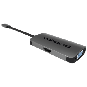 VolkanoX Core Video Series USB Type-C to HDMI + VGA Converter - 10cm - Charcoal
