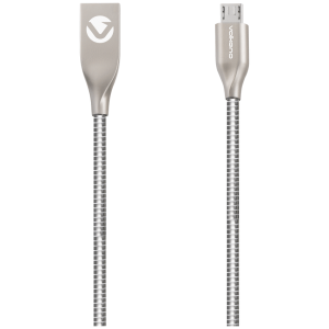 Volkano Iron Series Round Metallic Spring Micro USB Cable 1.2m - Silver