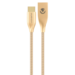 Volkano Iron Series Round Metallic Spring Type-C Cable 6ft - Champagne Gold
