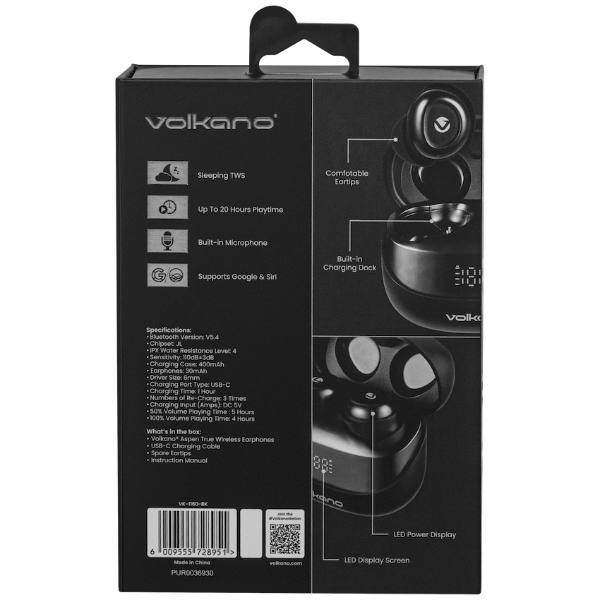 Volkano Aspen True Wireless Earphones - Black - Image 10