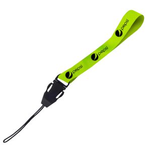 Hi-Viz Wrist Phone Strap Black Sublimation Print S/Sided with Cellphone Clip