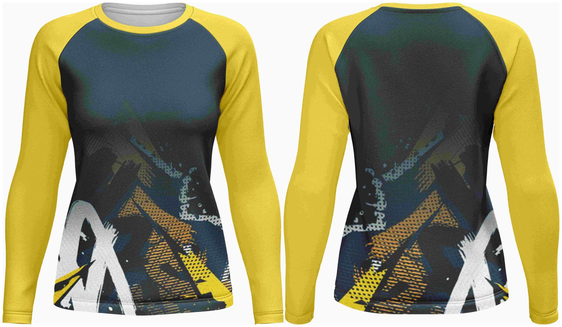 Ladies Athletic Crew Neck Long Sleeve T-Shirt | Raglan Sleeve - Image 2