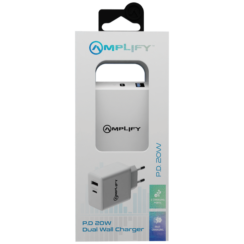 Amplify P.D. 20w Plus USB 12w Dual Wall Charger - White - Image 2
