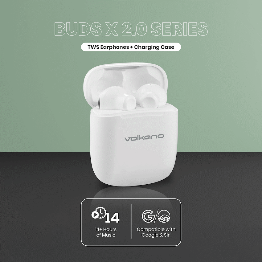 Volkano Buds X 2.0 Series True Wireless Earphones - White - Image 3