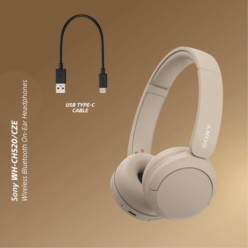 Sony WH-CH520 (Beige) Bluetooth On-Ear Headphones - Image 3