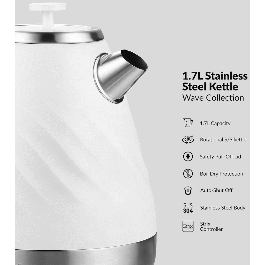 Boden Stark 1.7l Stainless Steel Kettle - White - Image 4
