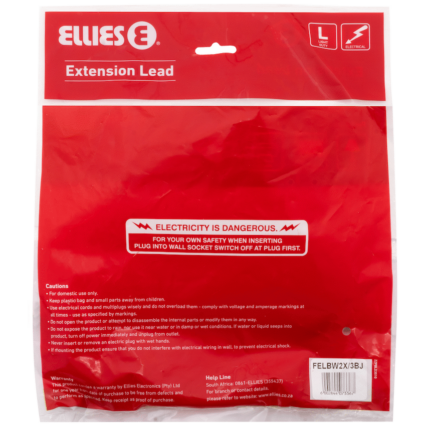 Ellies Back-to-Back Light-Duty Extension Lead - 3m - Image 4
