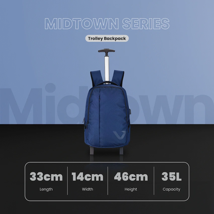 Volkano Midtown Trolley Backpack - Navy - Image 4