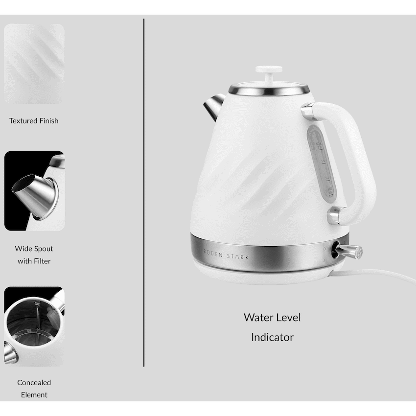 Boden Stark 1.7l Stainless Steel Kettle - White - Image 5