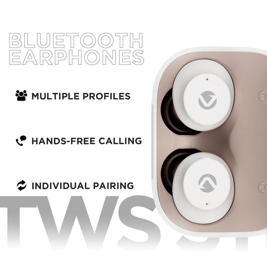 Volkano Taurus Series 2.0 True Wireless Earphones - White - Image 5