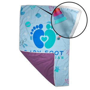 Olive Microfibre Baby Blanket D/S Print With Petersham Webbing