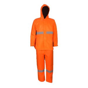 Hi-Viz PVC Rubberised Rain Suit With Reflective Tape