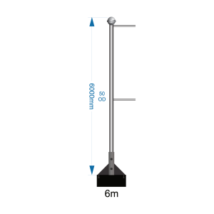 Bannerpole Ground 6m - 2 arm - including installation (one unit)