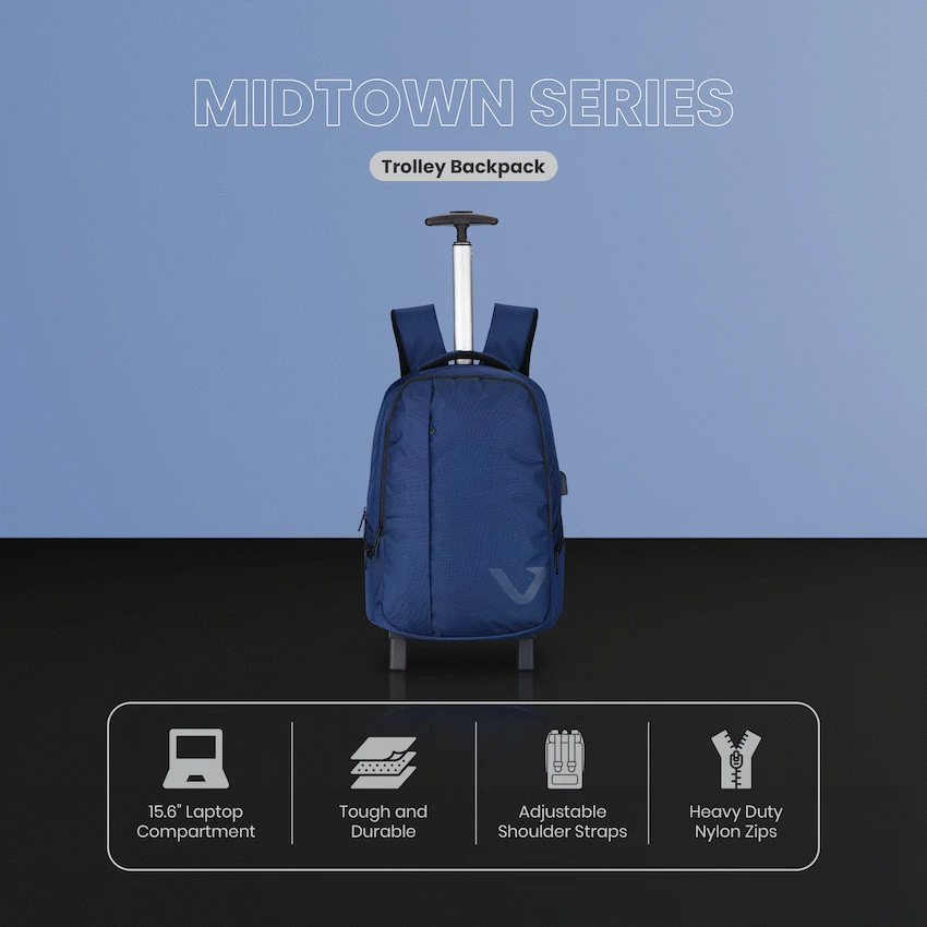 Volkano Midtown Trolley Backpack - Navy - Image 7