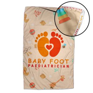 Marble Microfibre Baby Blanket S/S Print Binded With Personalised Branded Petersham Webbing