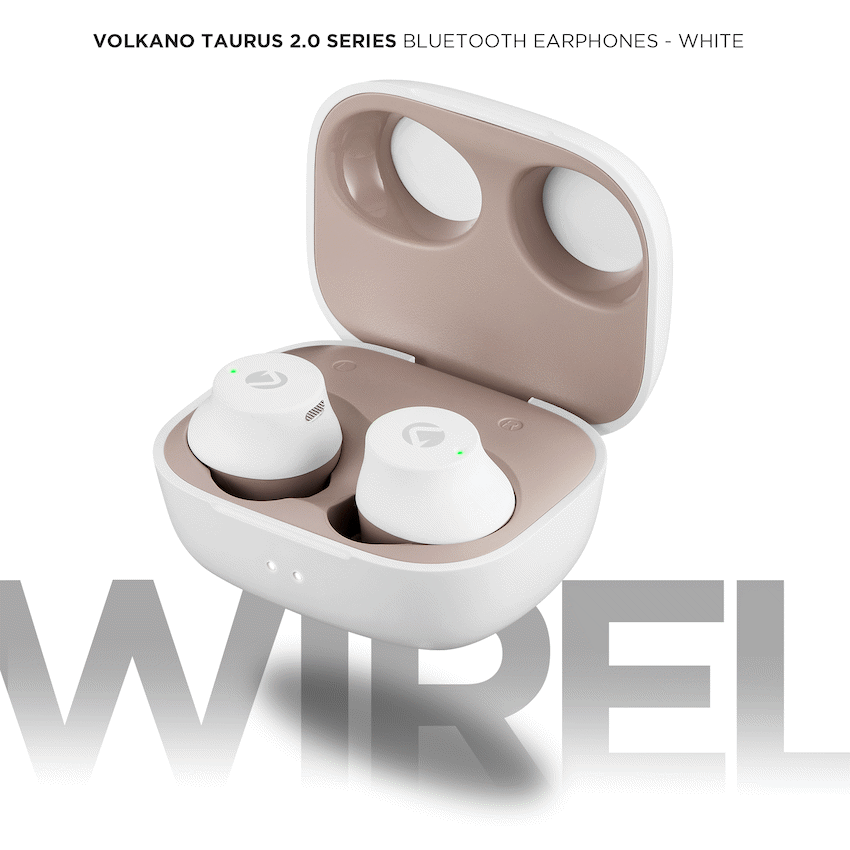 Volkano Taurus Series 2.0 True Wireless Earphones - White - Image 8