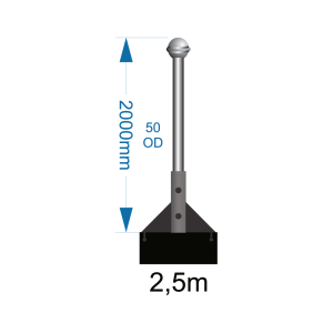 Flagpole 2.5m with wall bracket select (W1 -W2 -W3) including installation (one unit)