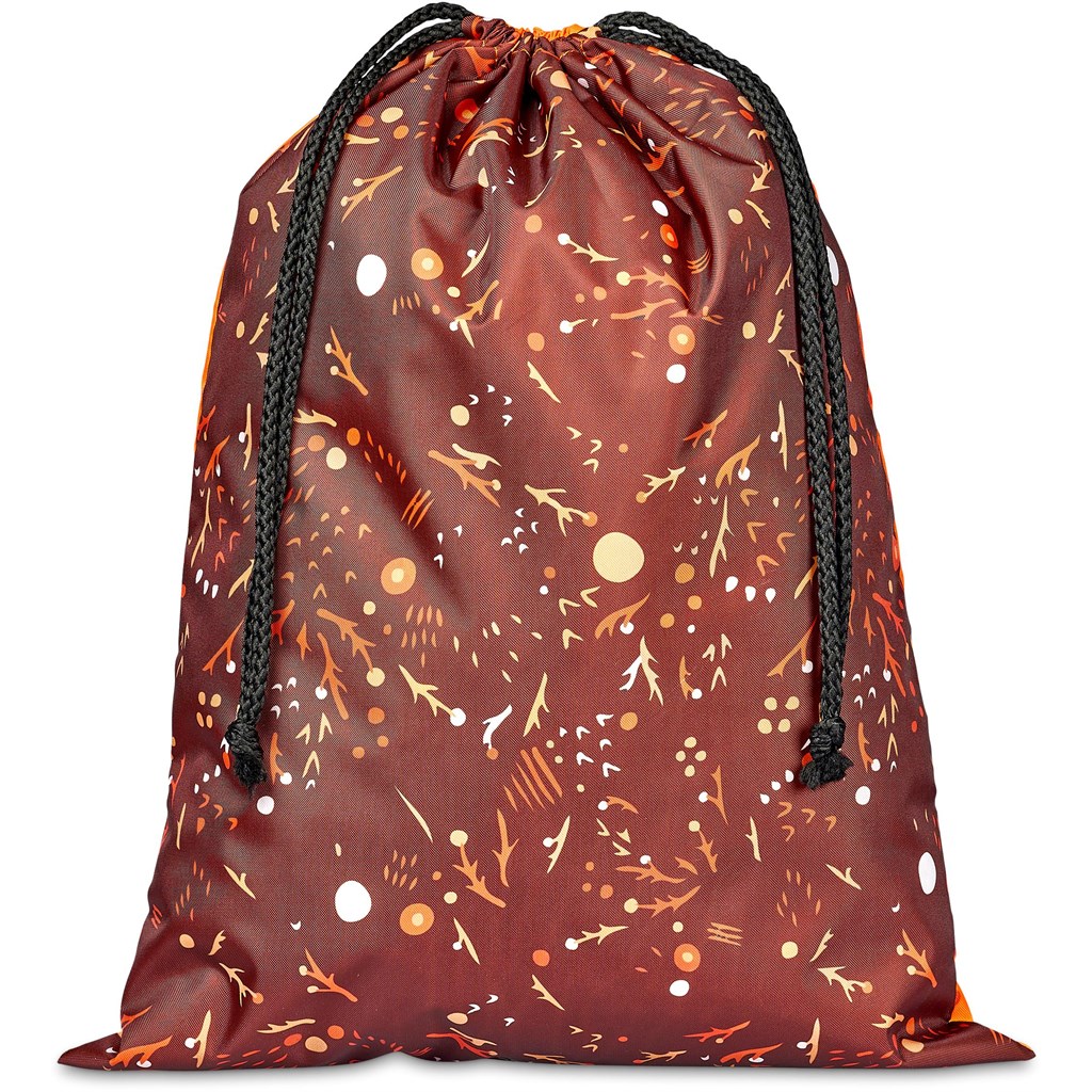Pre-Printed Sample Hoppla Benguela Jumbo Polyester Drawstring Pouch - Image 2