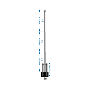 Swivel Base Flagpole 12m - including installation (one unit)