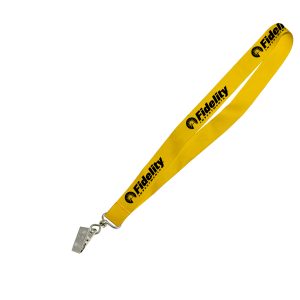 Hi-Viz Lanyard Black Sublimation Print S/Sided with Crocodile Clip