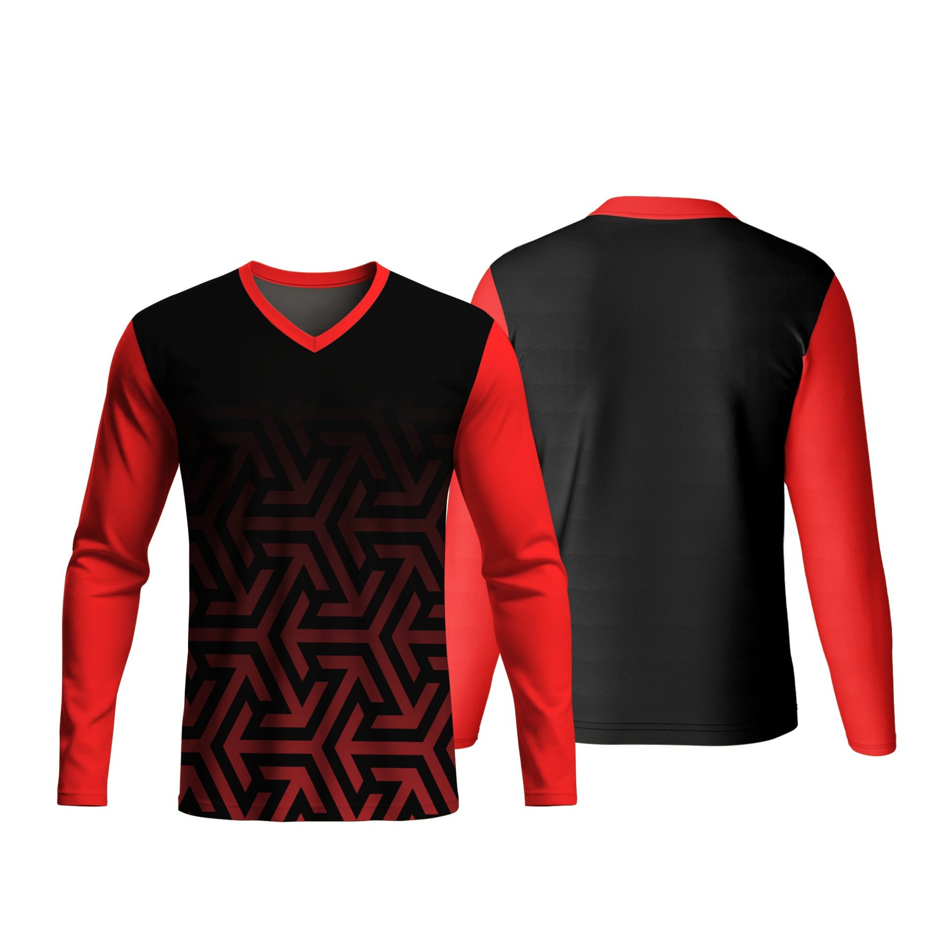 Unisex Dye Sublimated Long Sleeve V-Neck T-Shirt | Drop Needle Square | Corporate Design - Image 4