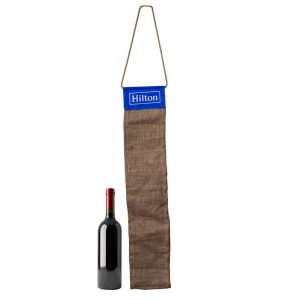 Canary Hanginng Wine Bottle Holder with Hessian/Fabric Mix
