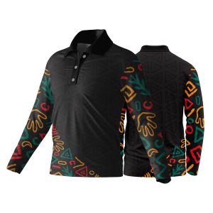 Unisex Long Sleeve Golf Shirt | Poly Spandex | Africa Design