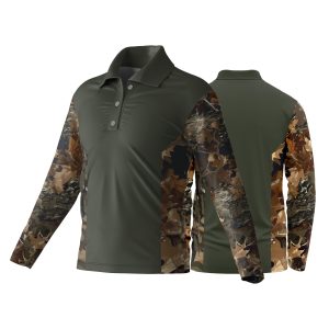 Unisex Long Sleeve Golf Shirt | Pique Knit | Camo Design